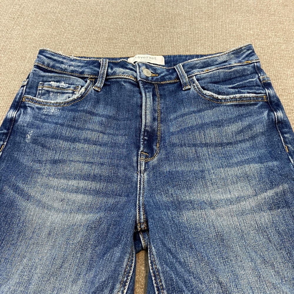 Lovervet Vervet Straight Jeans Womens 31/13 Blue Med Wash Mid Rise Distressed - Picture 2 of 12